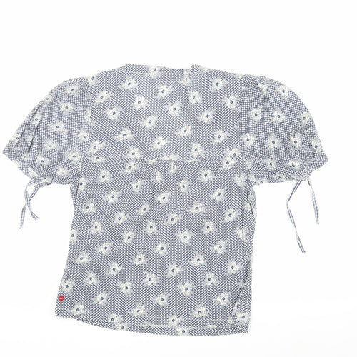 O'Neill Women's Blue Floral Cotton Blouse M Short Sleeve