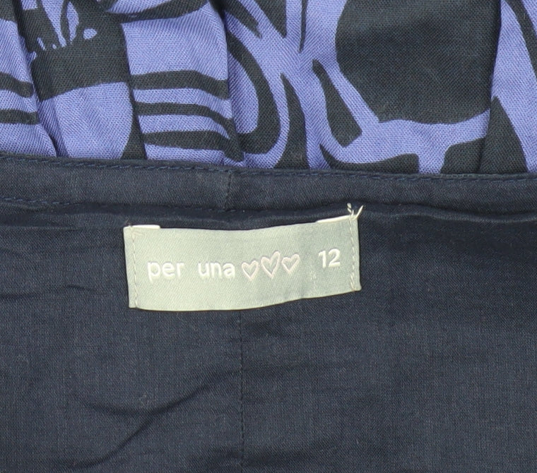 Per Una Women's Blue Floral Skirt Size 12