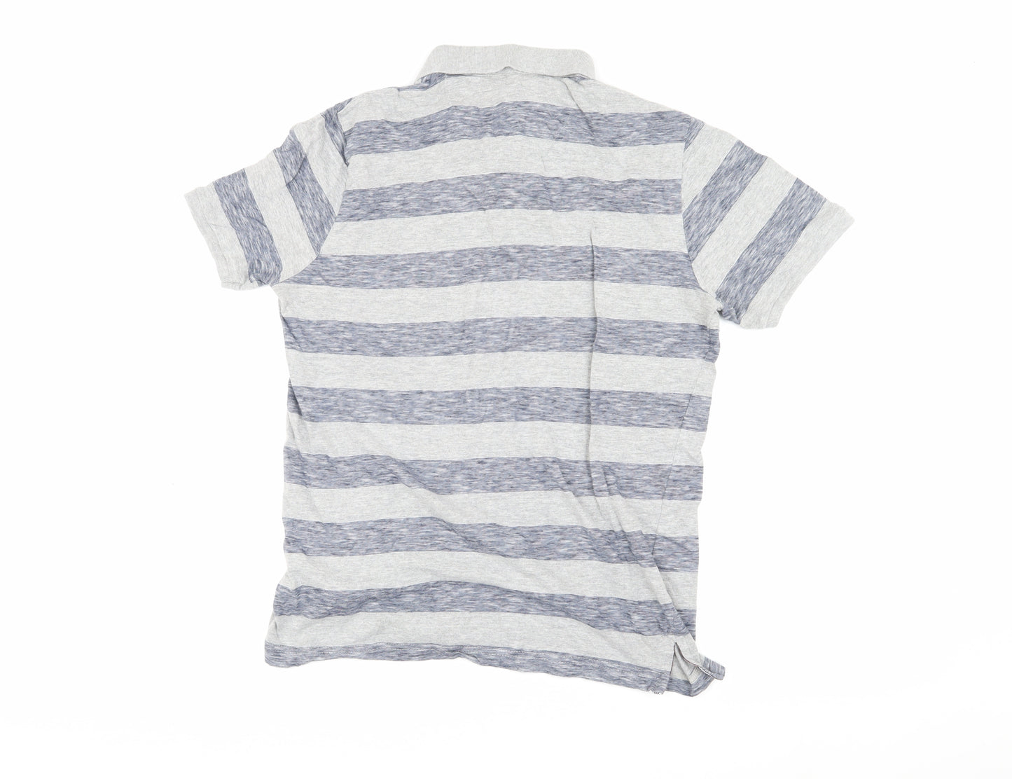 Brave Soul Men's Grey Striped Polo Large