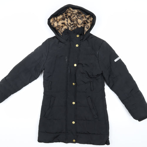 Jasper Conran Girls Black Puffer Jacket 9-10 Hooded Long
