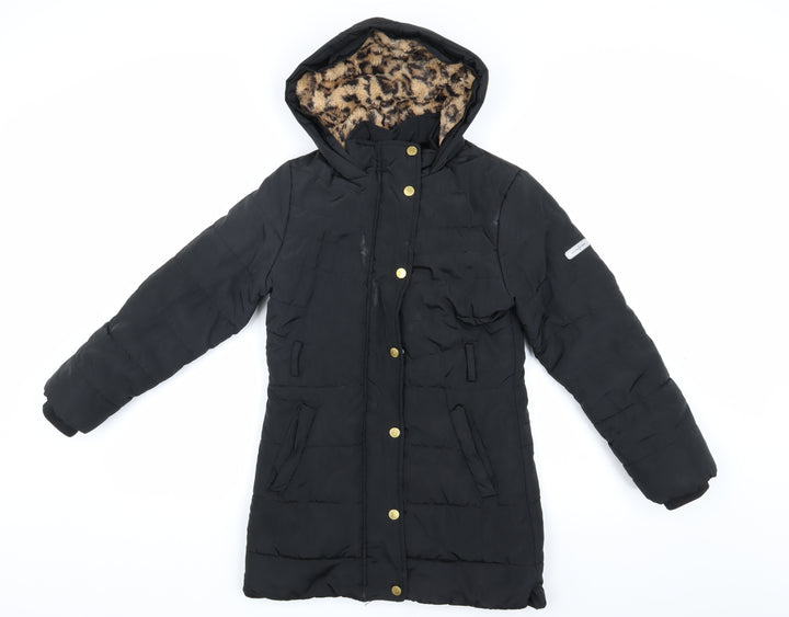 Jasper Conran Girls Black Puffer Jacket 9-10 Hooded Long