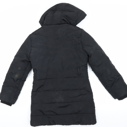 Jasper Conran Girls Black Puffer Jacket 9-10 Hooded Long