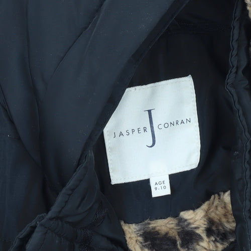 Jasper Conran Girls Black Puffer Jacket 9-10 Hooded Long
