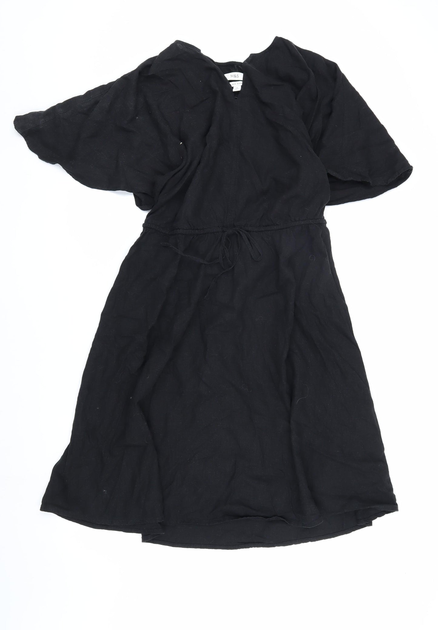 Marks and Spencer Black Linen Blend Dress Size 14