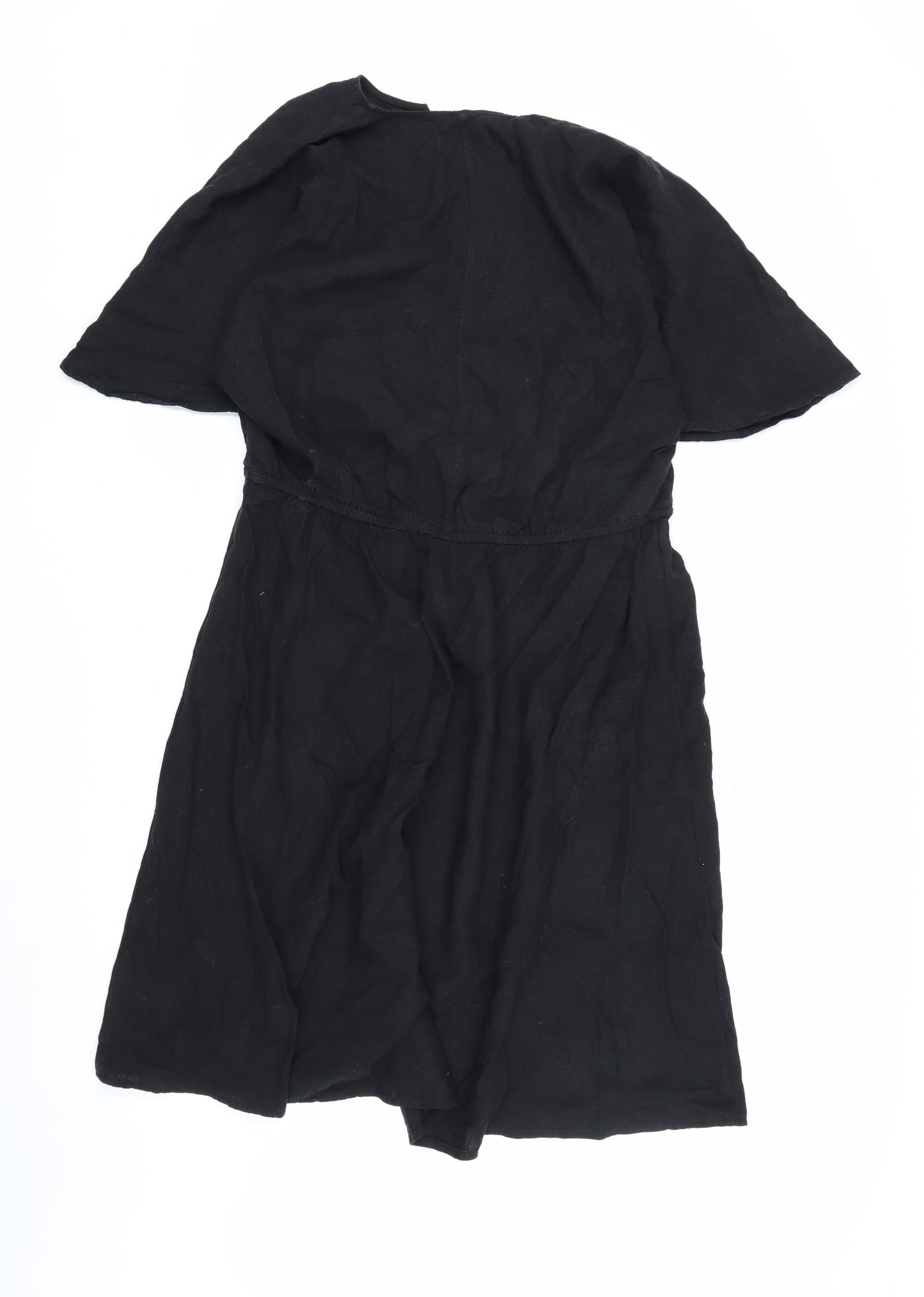 Marks and Spencer Black Linen Blend Dress Size 14