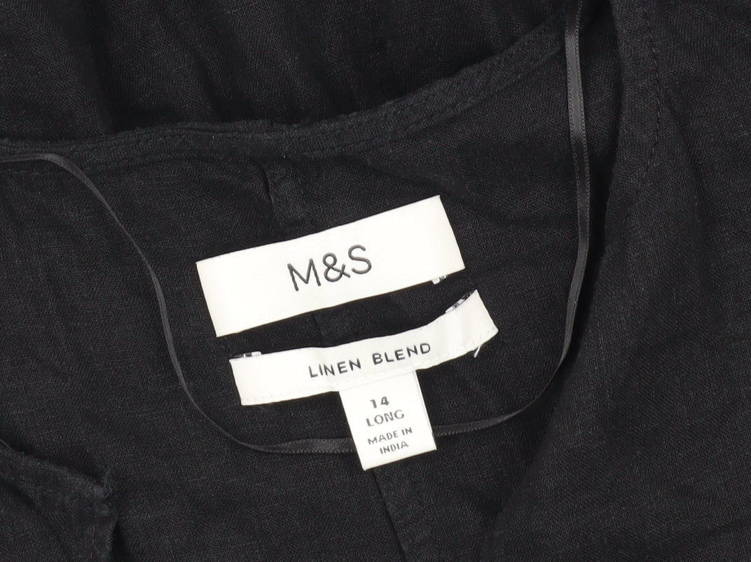 Marks and Spencer Black Linen Blend Dress Size 14