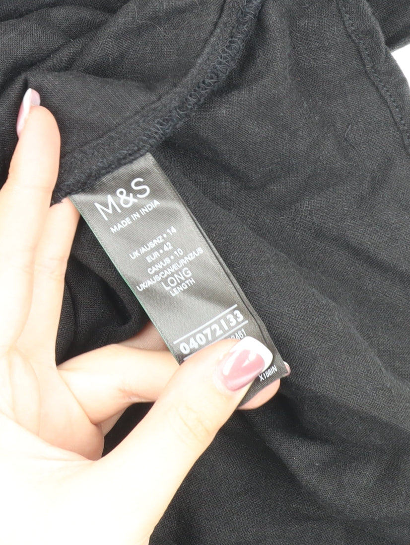 Marks and Spencer Black Linen Blend Dress Size 14