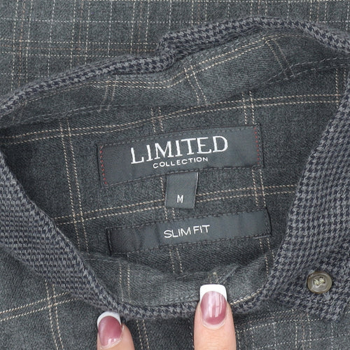 Limited Men's Grey Check Shirt M Slim Fit