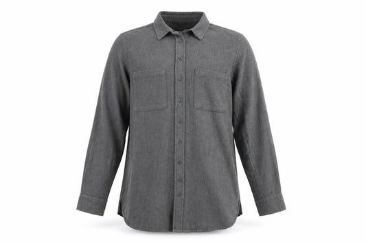 Front view of FatFace Men's Grey Long Sleeve Button-Up Shirt, size L