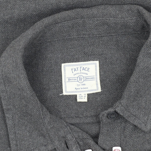 FatFace Men's Grey Long Sleeve Button-Up Shirt Size L