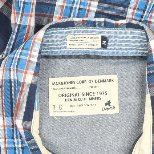 Jack & Jones Men's Blue Plaid Button-Up Shirt M