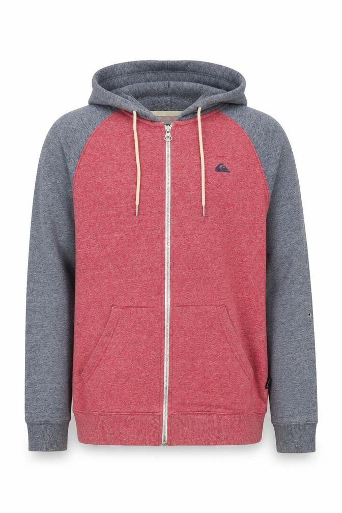 Front view of Quiksilver Men's XS Red Full Zip Hoodie