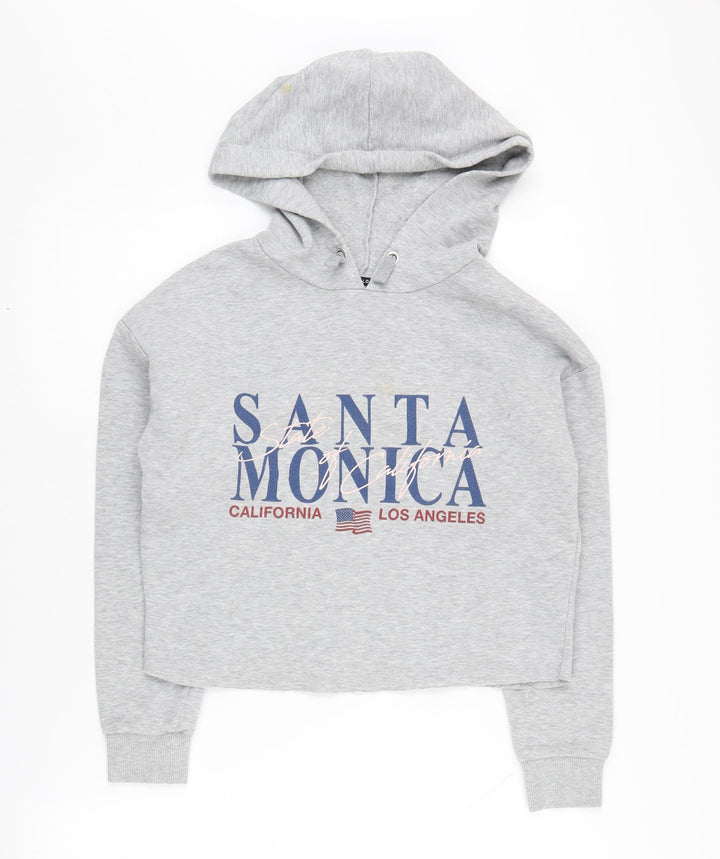 New Look Girls Grey Pullover Hoodie, Size 12-13, Graphic Print