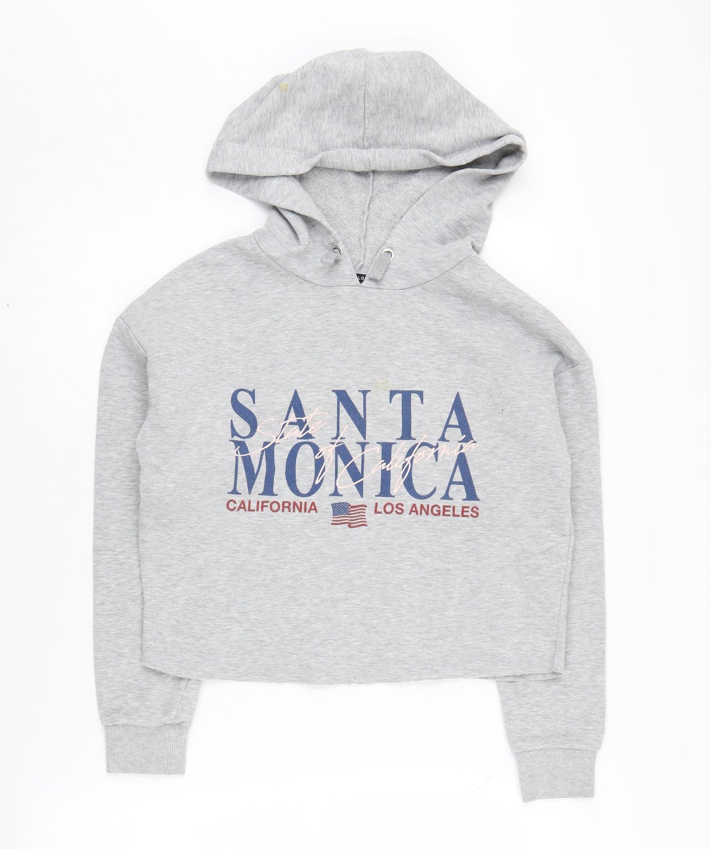New Look Girls Grey Pullover Hoodie, Size 12-13, Graphic Print