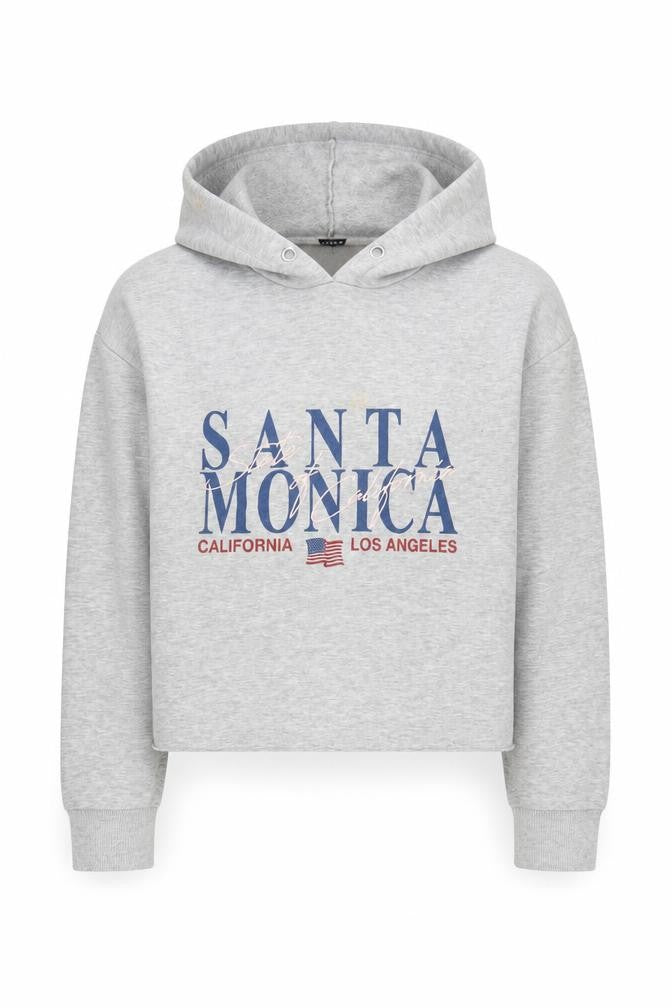 New Look Girls Grey Pullover Hoodie, Size 12-13, Graphic Print