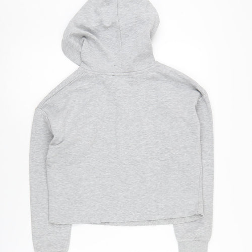 New Look Girls Grey Pullover Hoodie, Size 12-13, Graphic Print