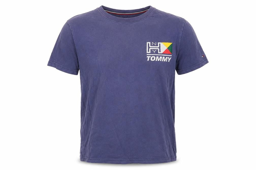 Front view of Tommy Jeans Men's Blue Crew Neck T-Shirt, size S