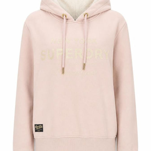 Superdry Women's Pink Pullover Hoodie, Size 8, Logo Accent