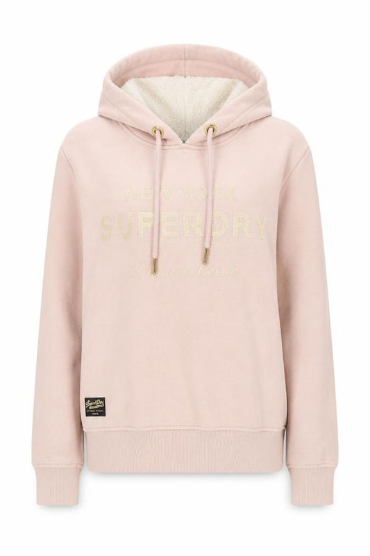 Superdry Women's Pink Pullover Hoodie, Size 8, Logo Accent