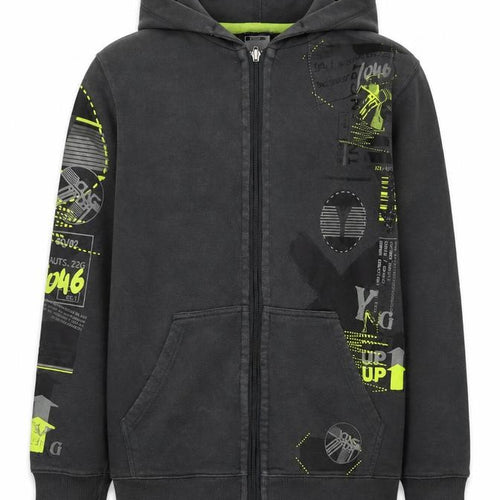 H&M Boys Black Graphic Full Zip Hoodie 12-14 Years