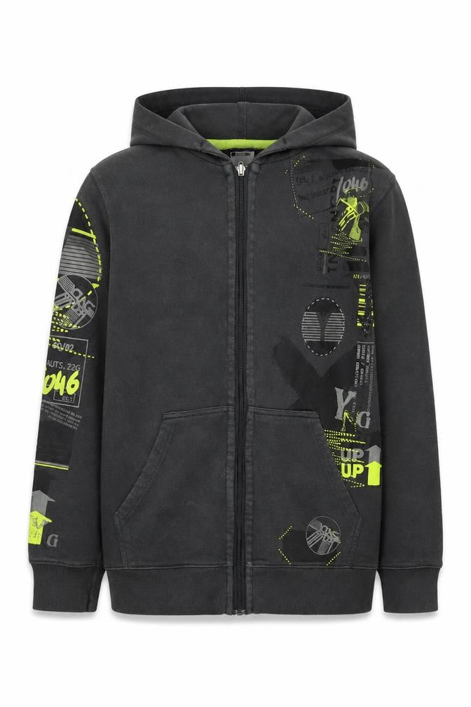 H&M Boys Black Graphic Full Zip Hoodie 12-14 Years
