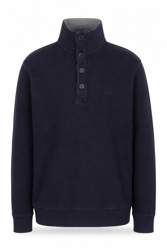 Front view of Hampton Men's Blue Henley Sweatshirt M