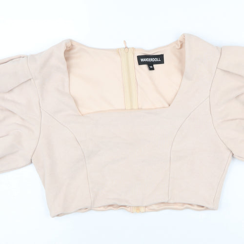 WANDERDOLL Women's Beige Cropped Top Size 10