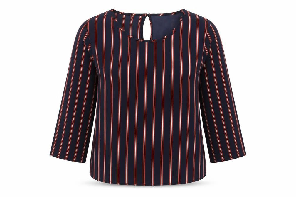 Front view of Jacqueline de Yong Women's Striped Long Sleeve Top