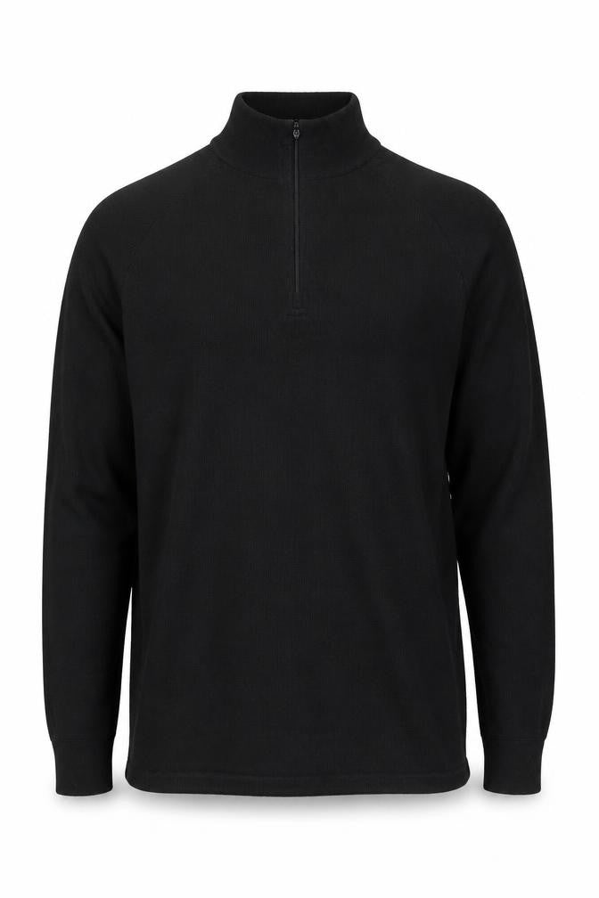 Front view of Trespass Men's Black 1/4 Zip Pullover, size M