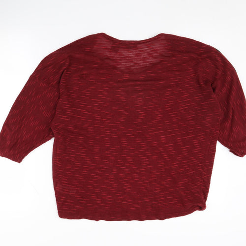 DKNY Jeans Women's Red V-Neck Pullover Jumper M