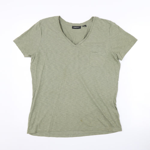 Superdry Women's Green V-Neck Basic T-Shirt Size 12