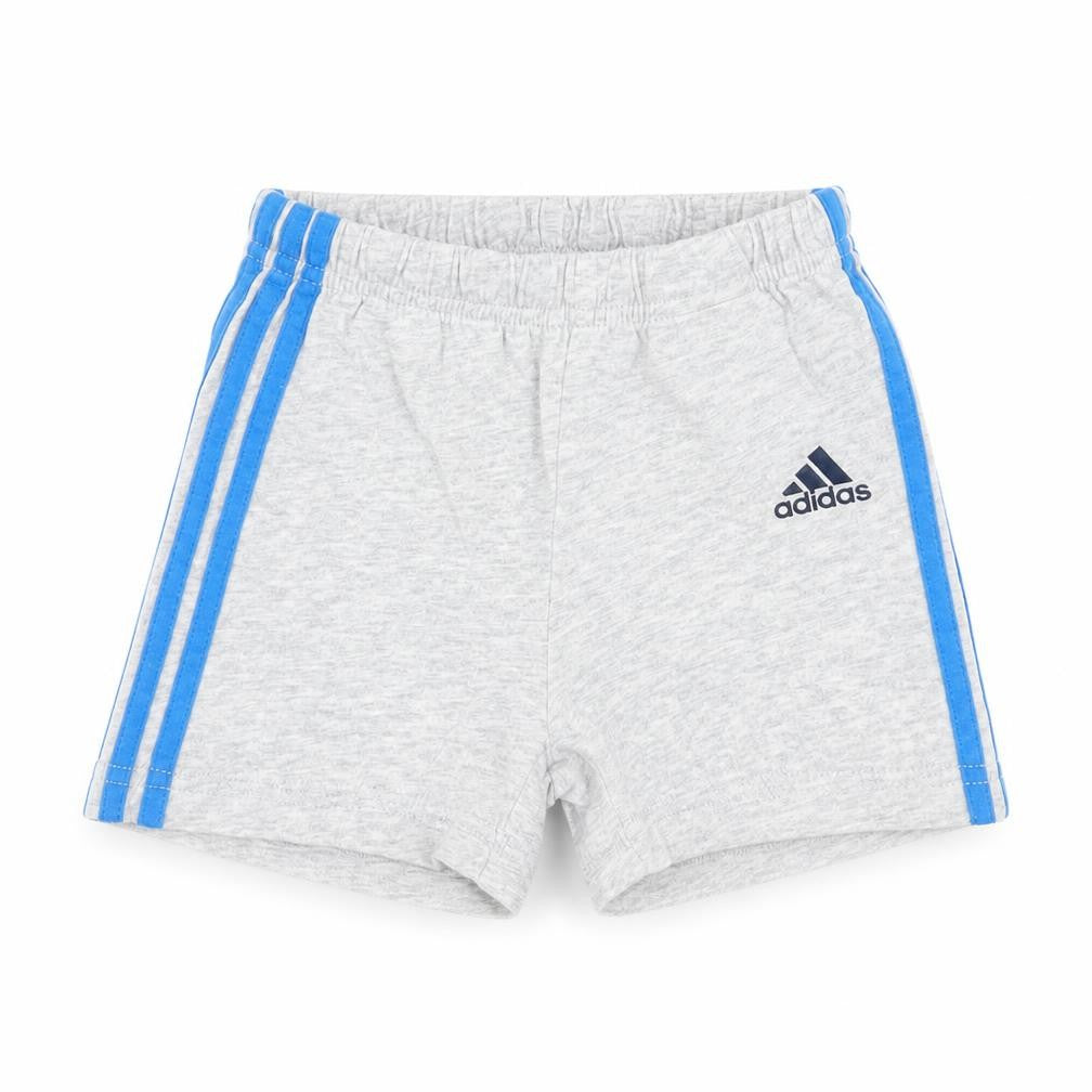 Front view of Adidas unisex baby grey shorts 6-9 months