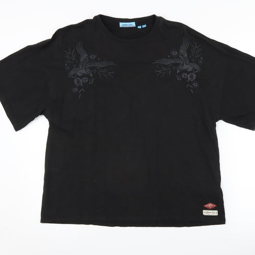 Superdry Women's Black Embroidered T-Shirt, Size 12