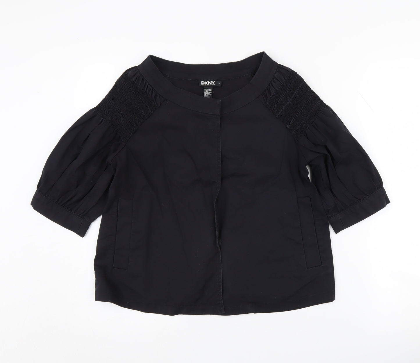 DKNY Women's Black 3/4 Sleeve Top Size 6
