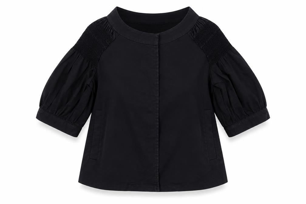 Front view of DKNY Women's Black 3/4 Sleeve Top, size 6