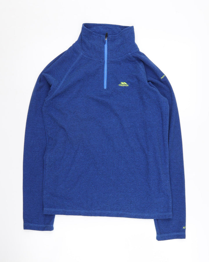 Trespass Boys Blue 1/4 Zip Sweatshirt, 11-12 Years, Lightweight Activewear