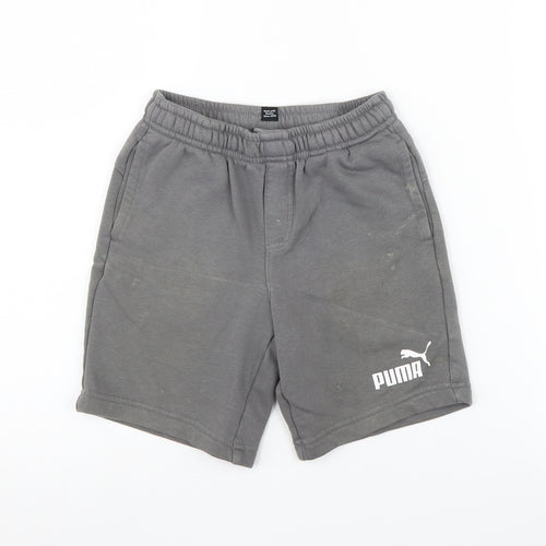 Puma Boys Grey Sweat Shorts 7-8 Years Casual Comfy Sports