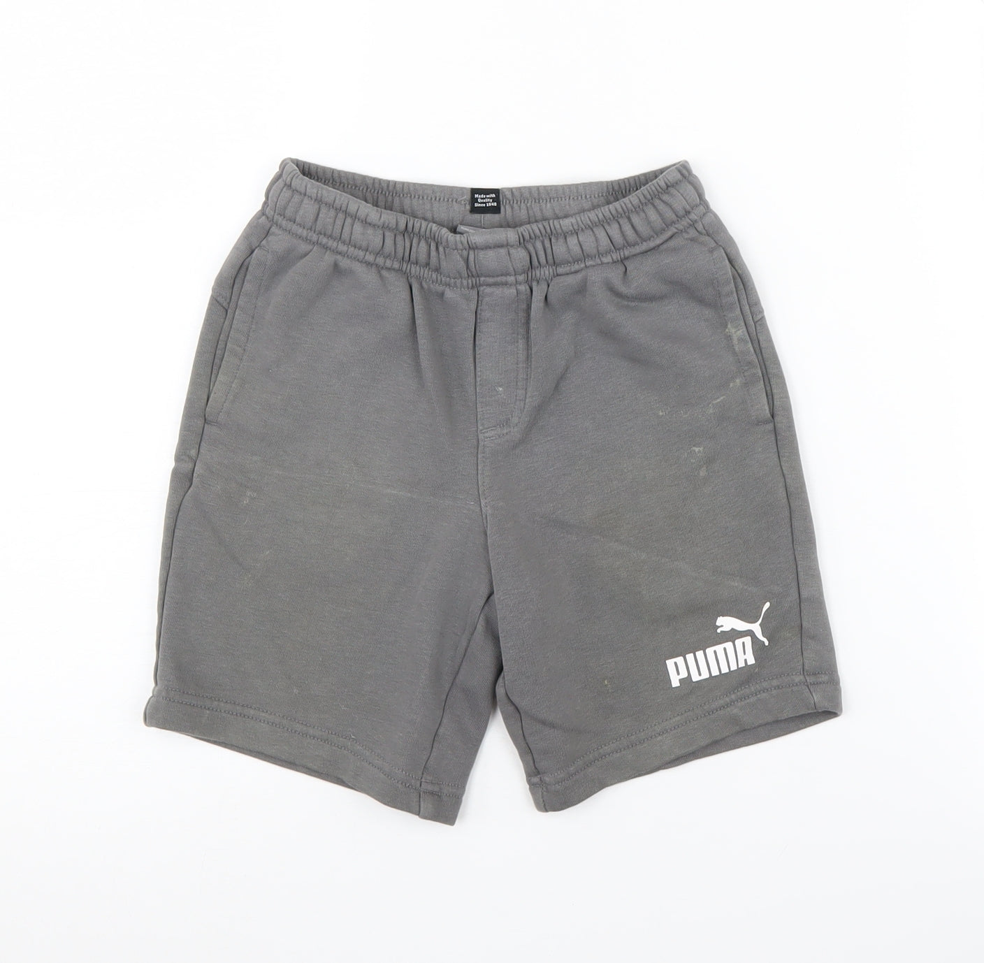 Puma Boys Grey Sweat Shorts 7-8 Years Casual Comfy Sports