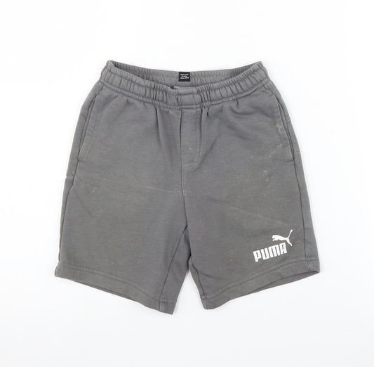 Puma Boys Grey Sweat Shorts 7-8 Years Casual Comfy Sports