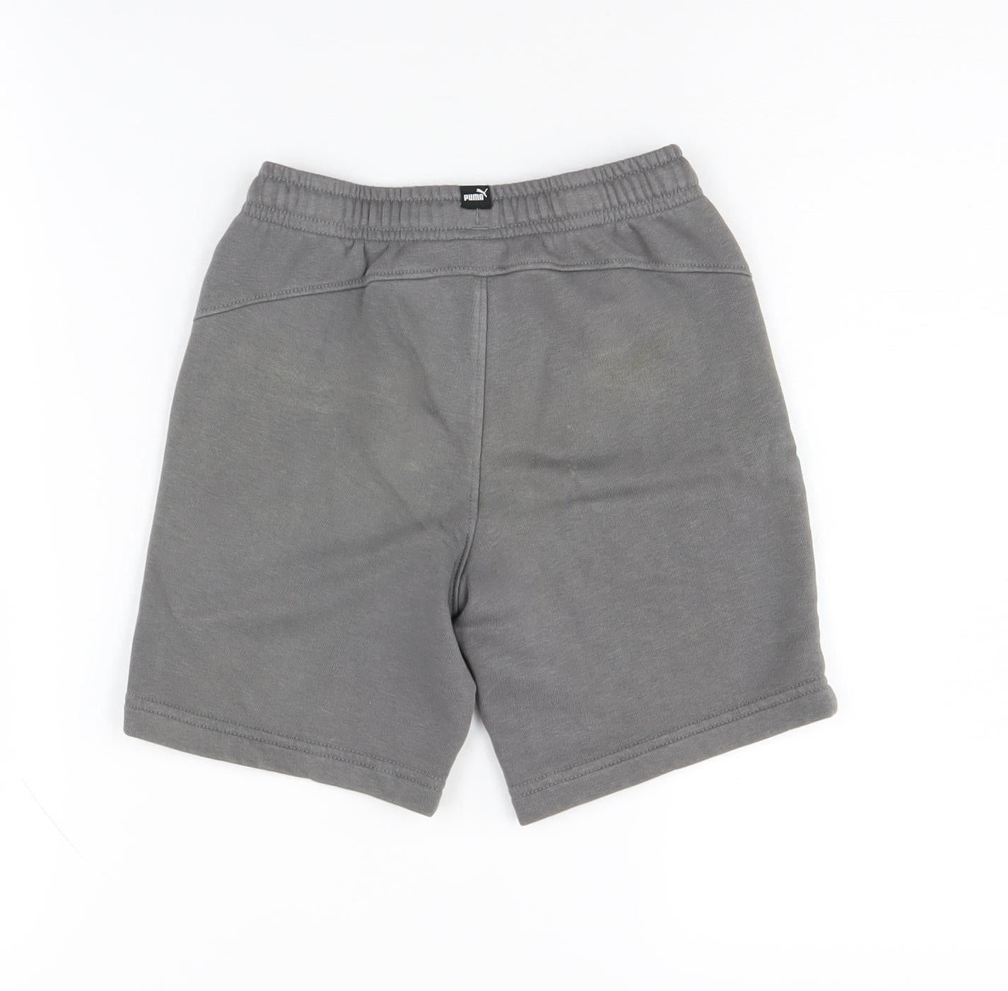 Puma Boys Grey Sweat Shorts 7-8 Years Casual Comfy Sports