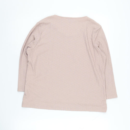 Eastex Women's Beige Long Sleeve Knit T-Shirt Size 14