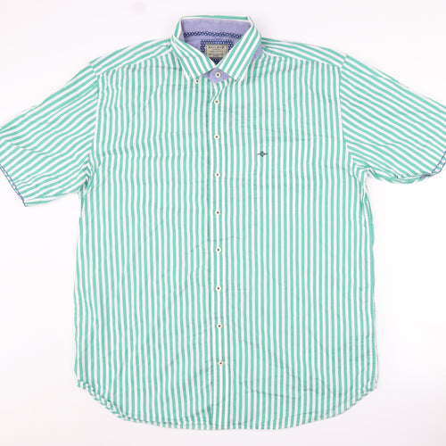 Baileys Men's Green Striped XL Button-Up Shirt