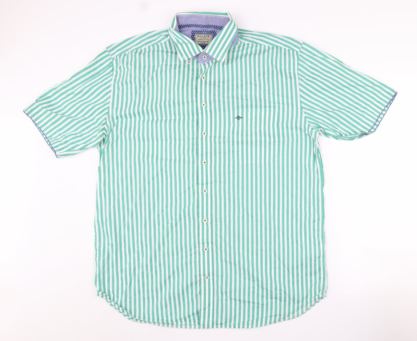 Baileys Men's Green Striped XL Button-Up Shirt