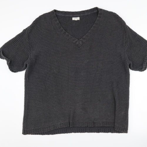 Fat Face Women's Black V-Neck Knit Pullover M