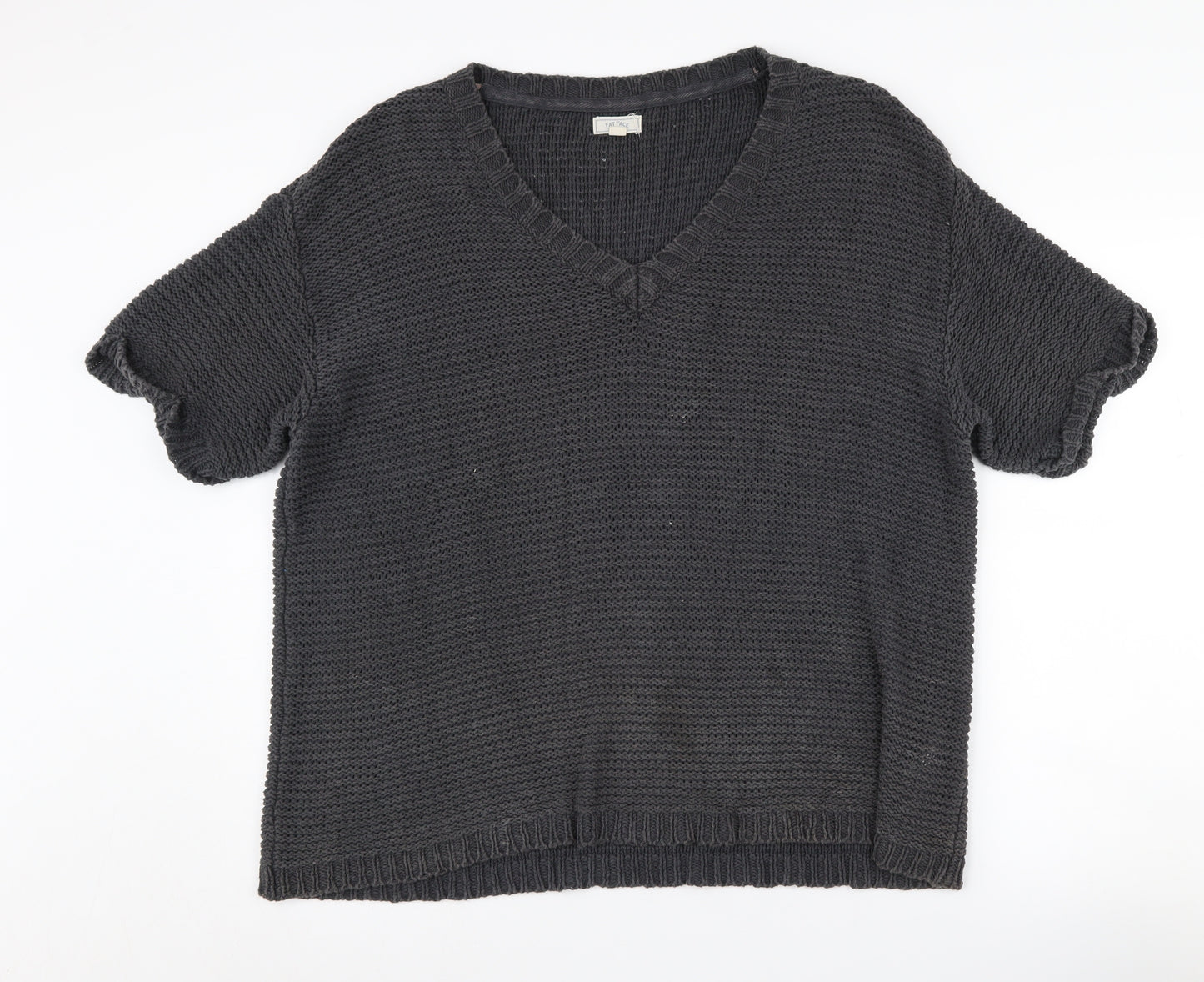 Fat Face Women's Black V-Neck Knit Pullover M