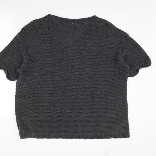 Fat Face Women's Black V-Neck Knit Pullover M