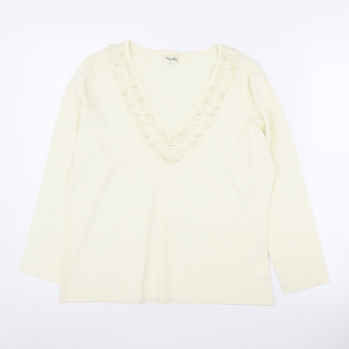 Viyella Women's Ivory Knit Pullover Jumper Size L