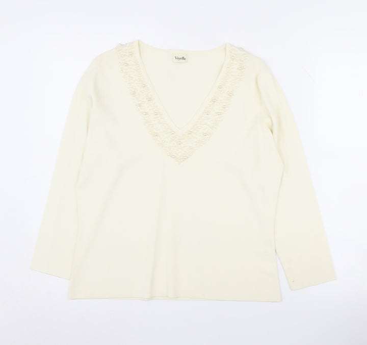 Viyella Women's Ivory Knit Pullover Jumper Size L