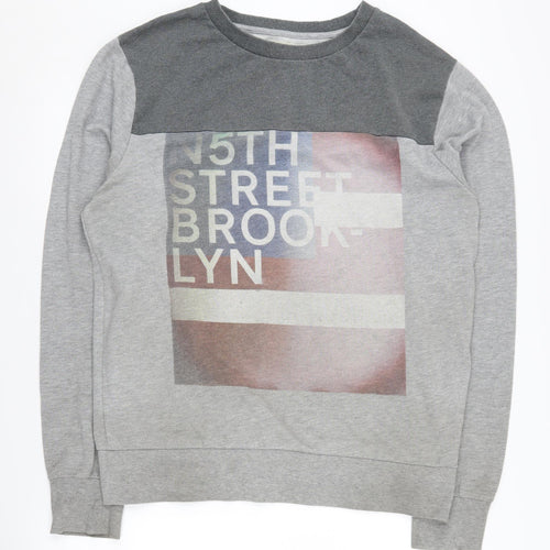 Jack & Jones Grey Graphic Men's XL Pullover Sweatshirt