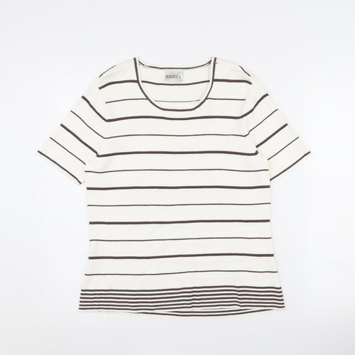 Eastex Women's White Striped Jumper Size 12